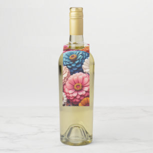 Colourful Floral/Spring Zinnia/Rose Bottle Tag