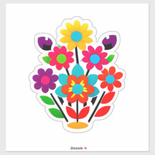 Colourful Floral Sticker Set With Bright Flowers