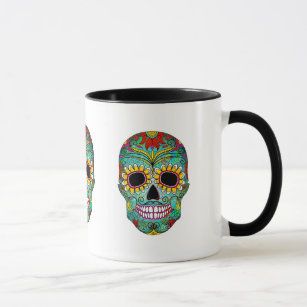 Colourful Floral Sugar Skull 3 Mug