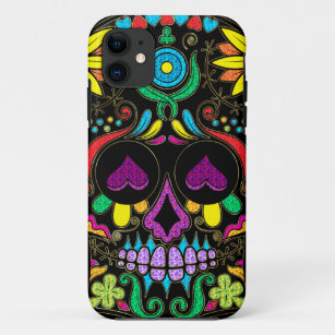 Colourful Floral Sugar Skull iPhone 11 Case