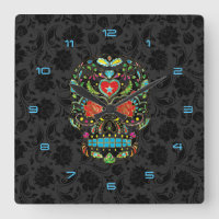 Colourful Floral Sugar Skull Glitter And Gold 2