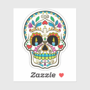 Colourful floral sugar skull no.5 Burning candles