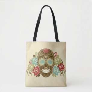 Colourful Floral Sugar Skull Tote Bag