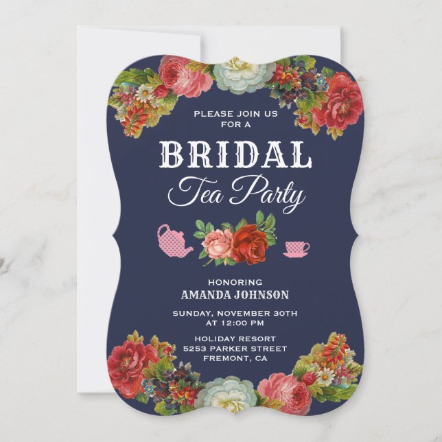 Colourful Floral Tea Party Bridal Shower Invitatio Invitation (Front)