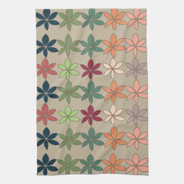 Colourful Floral  Tea Towel (Vertical)