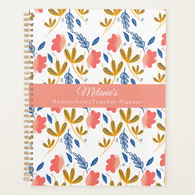 Colourful Floral Teacher School Homeschool  Planne Planner (Front)