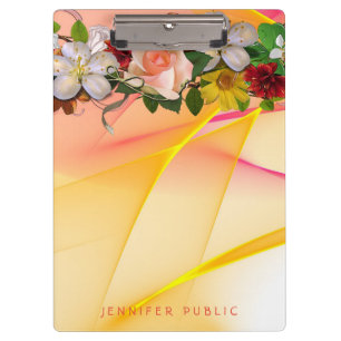 Colourful Floral Template Watercolor Pink Yellow Clipboard