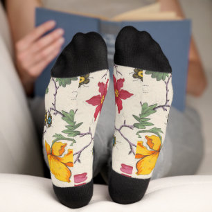 Colourful floral textile design socks
