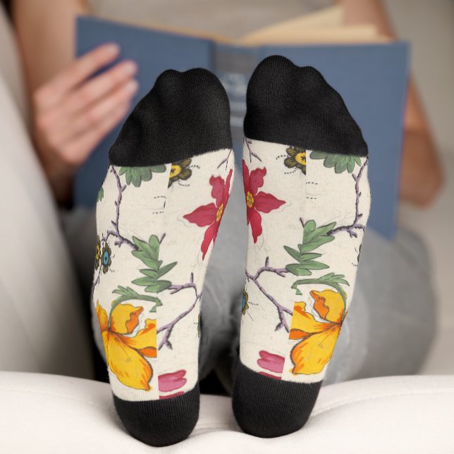 Colourful floral textile design socks (Bottom)