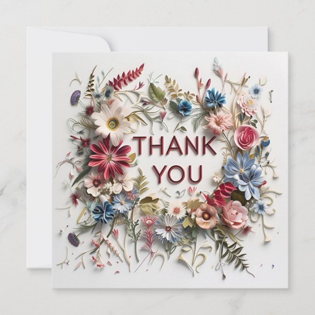 Colourful floral  thank you card (Front)