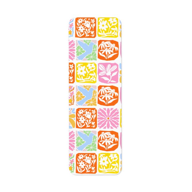  Colourful Floral Tile Botanical Folk Whimsical  (Front)