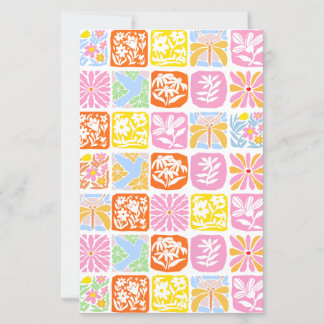 Colourful Floral Tile Botanical Folk Whimsical