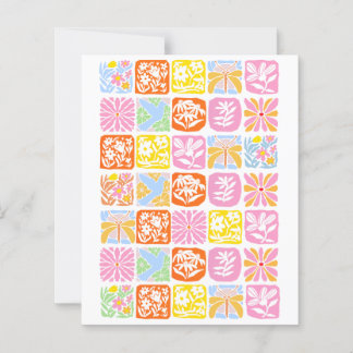Colourful Floral Tile Botanical Folk Whimsical