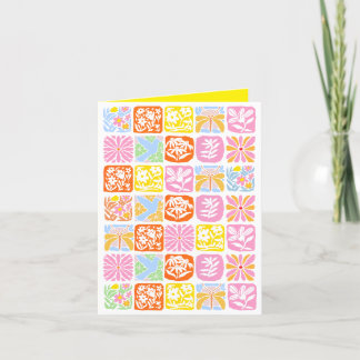 Colourful Floral Tile Botanical Folk Whimsical Announcement