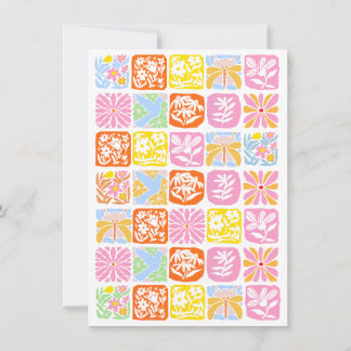 Colourful Floral Tile Botanical Folk Whimsical Invitation