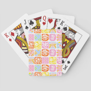  Colourful Floral Tile Botanical Folk Whimsical  Playing Cards