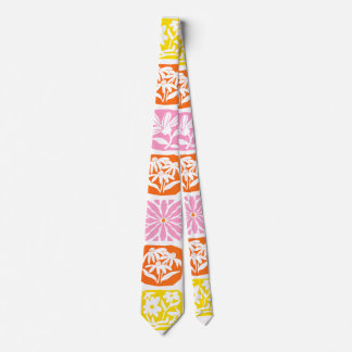 Colourful Floral Tile Botanical Folk Whimsical Tie