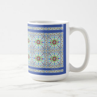 Colourful Floral Tile Pattern Mug (Dk Blue)