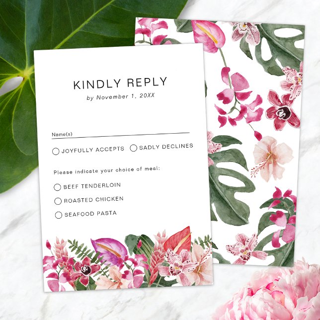 Colourful Floral Tropical RSVP Card (Colorful Floral Tropical RSVP Card by Painted Paperie
)
