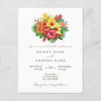 Colourful floral tropical wedding invitation