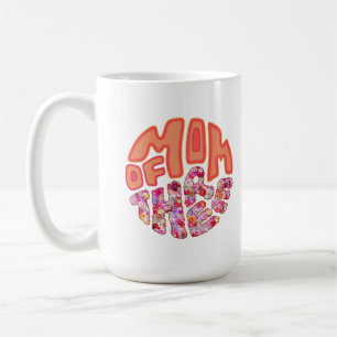 Colourful Floral Typography Mum Of Three Birthday  Coffee Mug