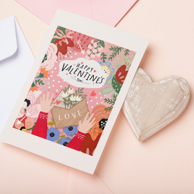 Colourful Floral Valentine Thank You Card (Creator Uploaded)