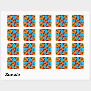 Colourful Floral Variation Pattern Square Sticker