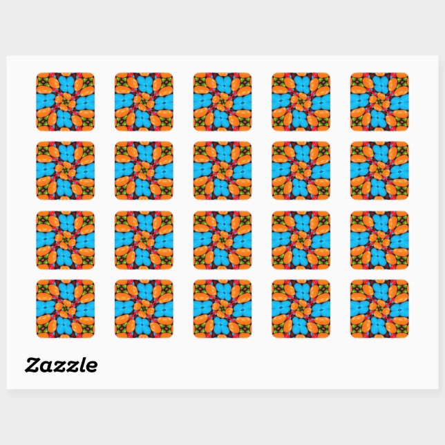 Colourful Floral Variation Pattern Square Sticker (Sheet)