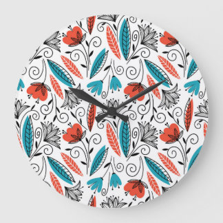 Colourful floral: vibrant seamless pattern. large clock