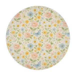 Colourful Floral vintage pattern with butterflies Cutting Board
