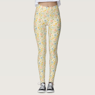 Colourful Floral vintage pattern with butterflies Leggings