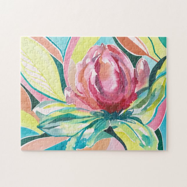 Colourful Floral Watercolor Art Jigsaw Puzzle (Horizontal)