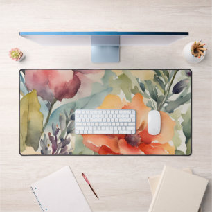 Colourful Floral Watercolor Desk Mat