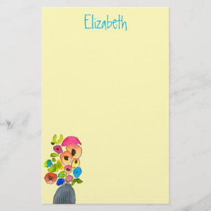 Colourful floral watercolor flowers stationery