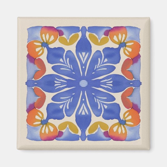 Colourful Floral Watercolor Magnet (Front)