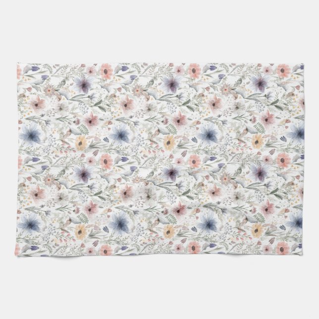 Colourful Floral Watercolor Styl Botanica Towel Se (Horizontal)