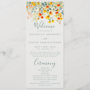 Colourful Floral Watercolor Wedding Programme