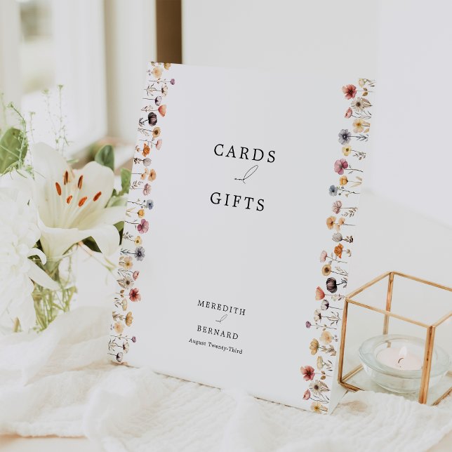 Colourful Floral Wedding Cards and Gifts Pedestal Sign (Creator Uploaded)