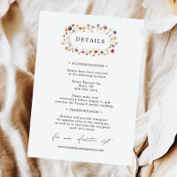 Colourful Floral Wedding Details Enclosure Card