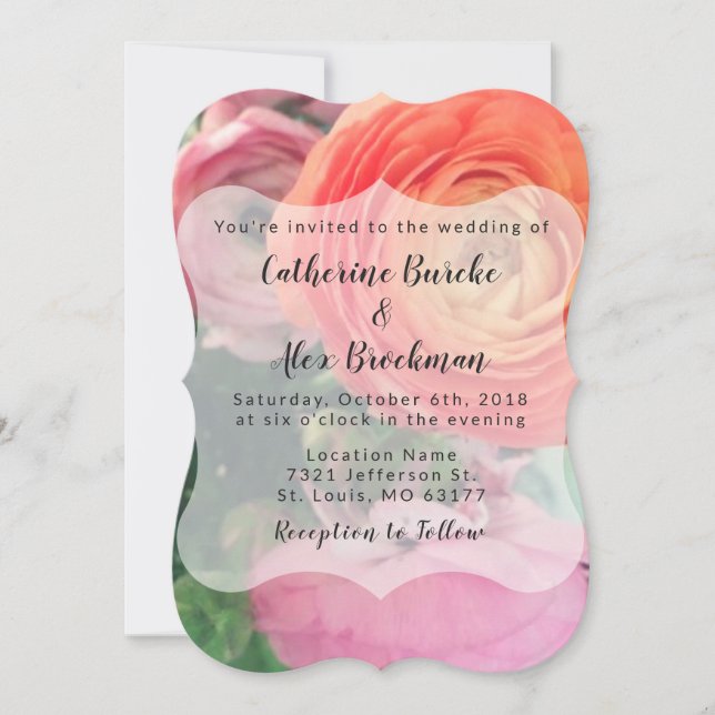 Colourful Floral Wedding Invitation (Front)