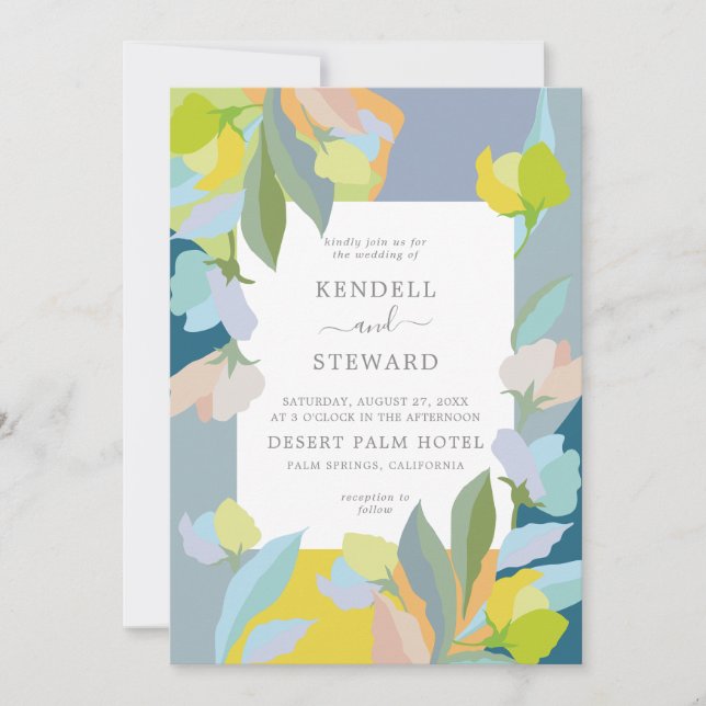 Colourful Floral Wedding Invitation (Front)