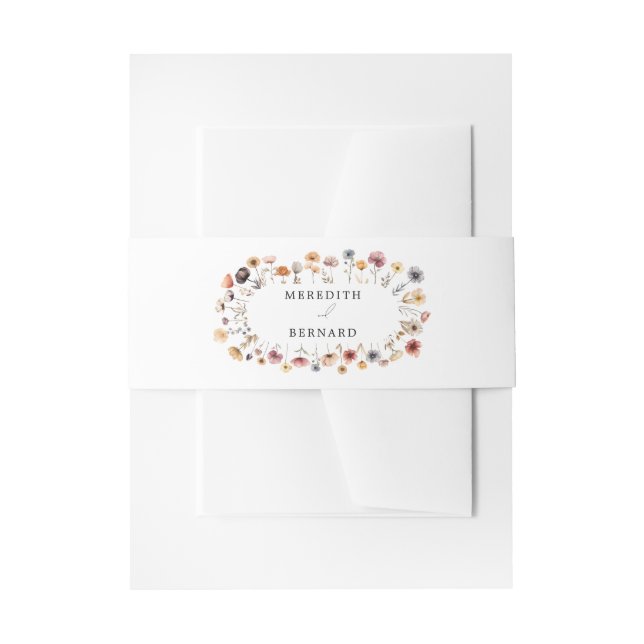 Colourful Floral Wedding Invitation Belly Band (Front Example)