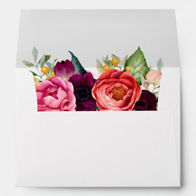 Colourful Floral Wedding Invitation Envelope (Back (Bottom))