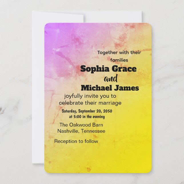 Colourful Floral Wedding Invitation | Watercolor (Front)
