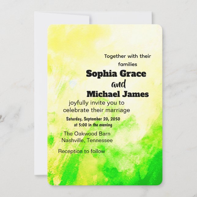 Colourful Floral Wedding Invitation | Watercolor  (Front)