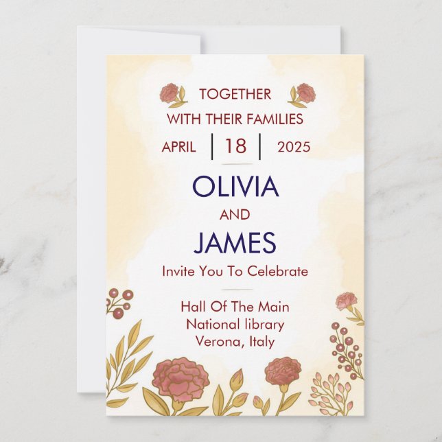 Colourful & Floral Wedding Invitations  (Front)