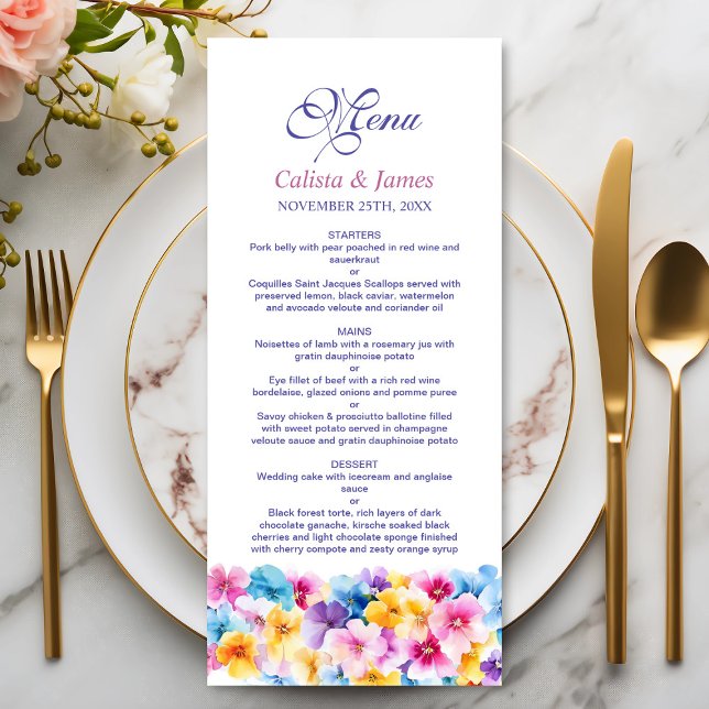 Colourful Floral Wedding Menu (Creator Uploaded)