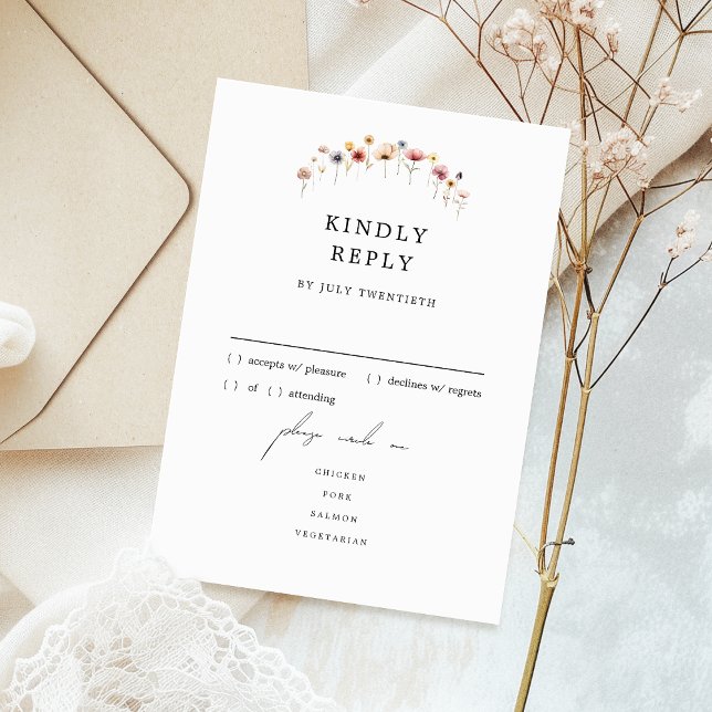 Colourful Floral Wedding Menu RSVP Response Card (Creator Uploaded)