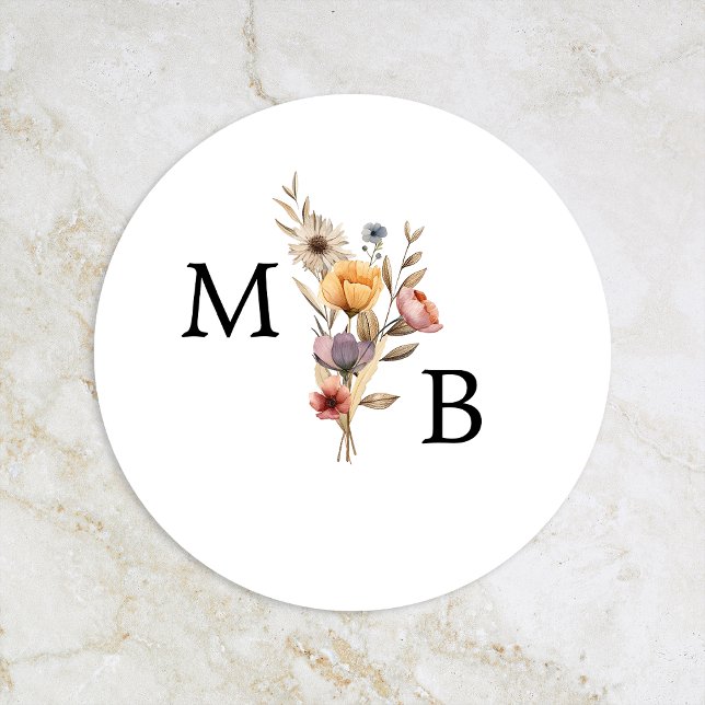 Colourful Floral Wedding Monogram Envelope Seal (Creator Uploaded)