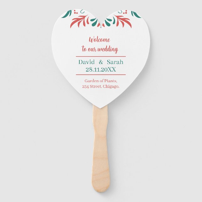  colourful Floral Wedding Program Hand Fan (Front)